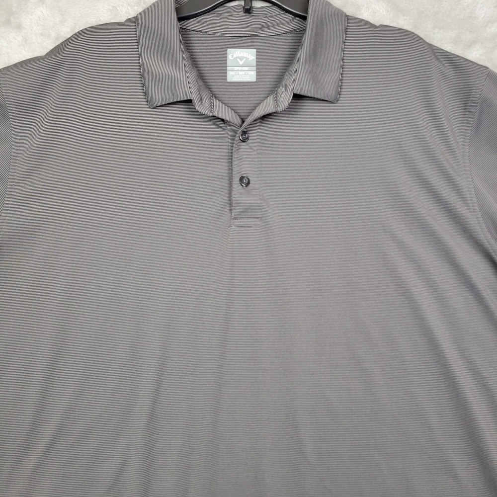 Callaway Opti-Dri Polo Shirt Mens XXL Grey With Black Stripes Performance